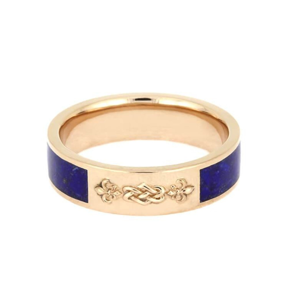 Celtic Knot Wedding Band, Lapis Lazuli Ring With Rose Gold-2641 - Jewelry by Johan