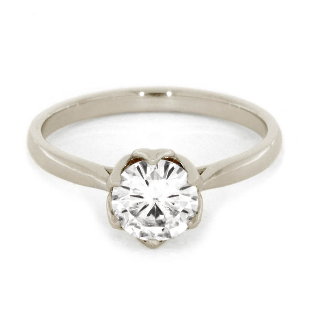Moissanite Engagement Ring With A Flower Setting-3506 - Jewelry by Johan