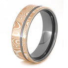 Tungsten Ring With Mokume Gane, Mixed Metal Wedding Band-1009 - Jewelry by Johan