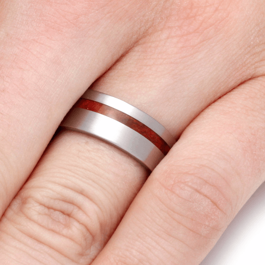 Ruby Redwood Wood Ring In Titanium-2241 - Jewelry by Johan