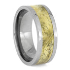 Yellow Box Elder Burl Wood Ring In Polished Titanium
