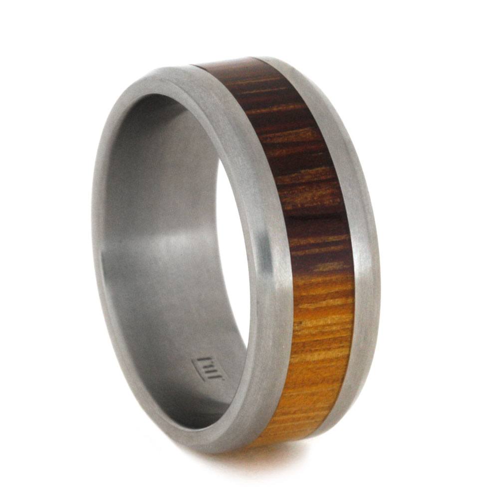 Beveled Titanium Ring With Marblewood Inlay