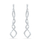 Diamond Accent Twist Drop Earrings, Silver or White Gold-SHEF018179 - Jewelry by Johan