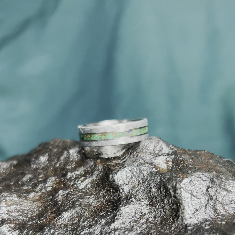 Colorful Desert Mosaic Wedding Ring With Meteorite Edges