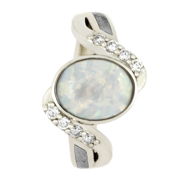 Opal Engagement Ring With Meteorite And Diamond Accents-2543 - Jewelry by Johan