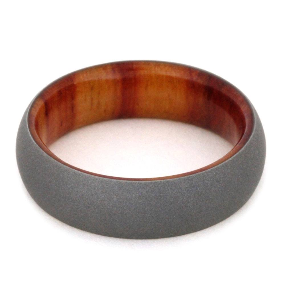 6mm Tulipwood Ring With Sandblasted Titanium Overlay, In Stock-SIG3001 - Jewelry by Johan
