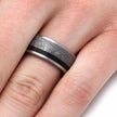 Meteorite Men's Wedding Band With Dinosaur Bone And Ruby Redwood Sleeve-2038 - Jewelry by Johan