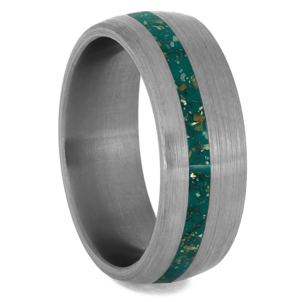 Black Stardust™ Men's Wedding Band in Brushed Titanium-4234 - Jewelry by Johan