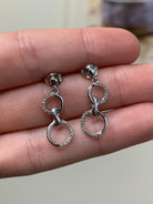 10k White Gold Double Hoop Dangle Diamond Earrings - Jewelry by Johan