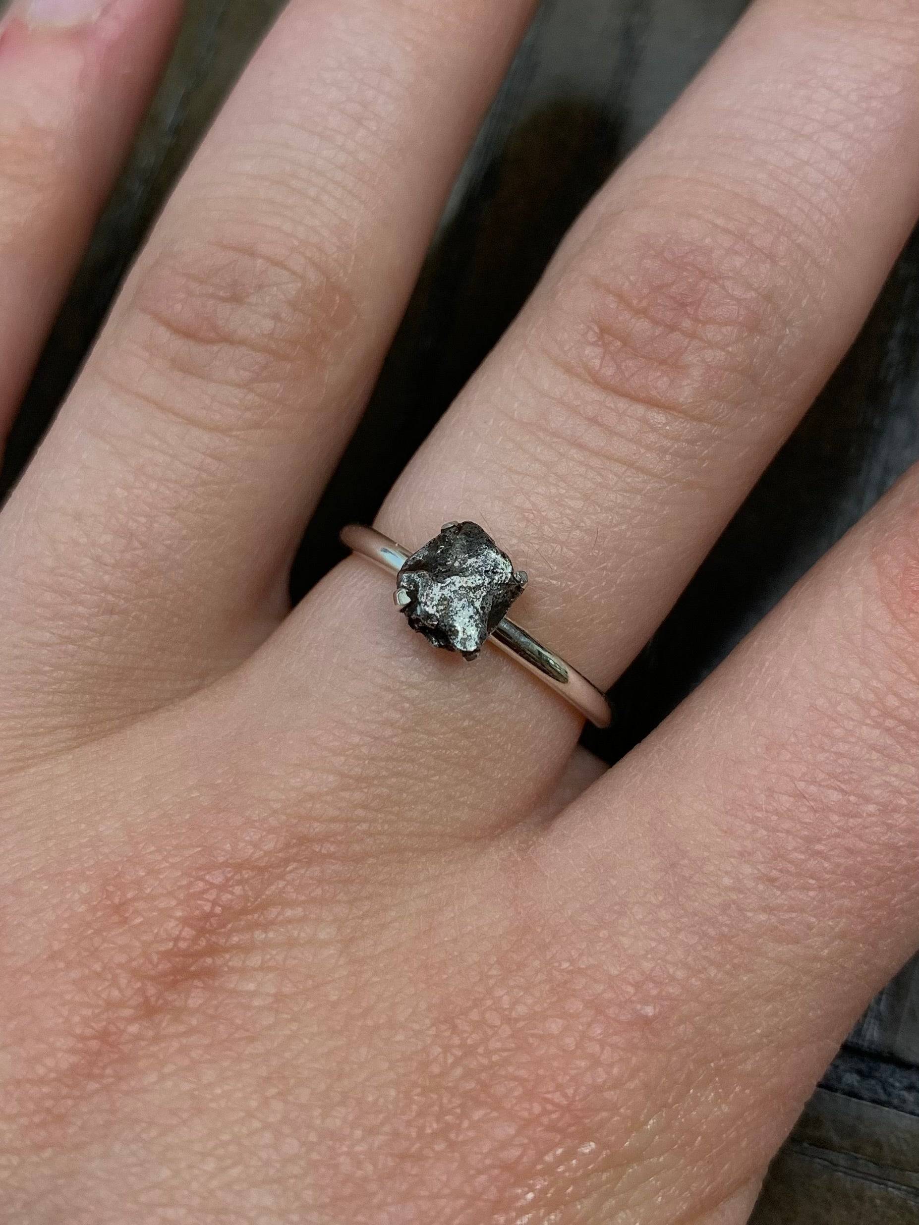 Meteorite Stone & Sterling Silver Ring - Jewelry by Johan
