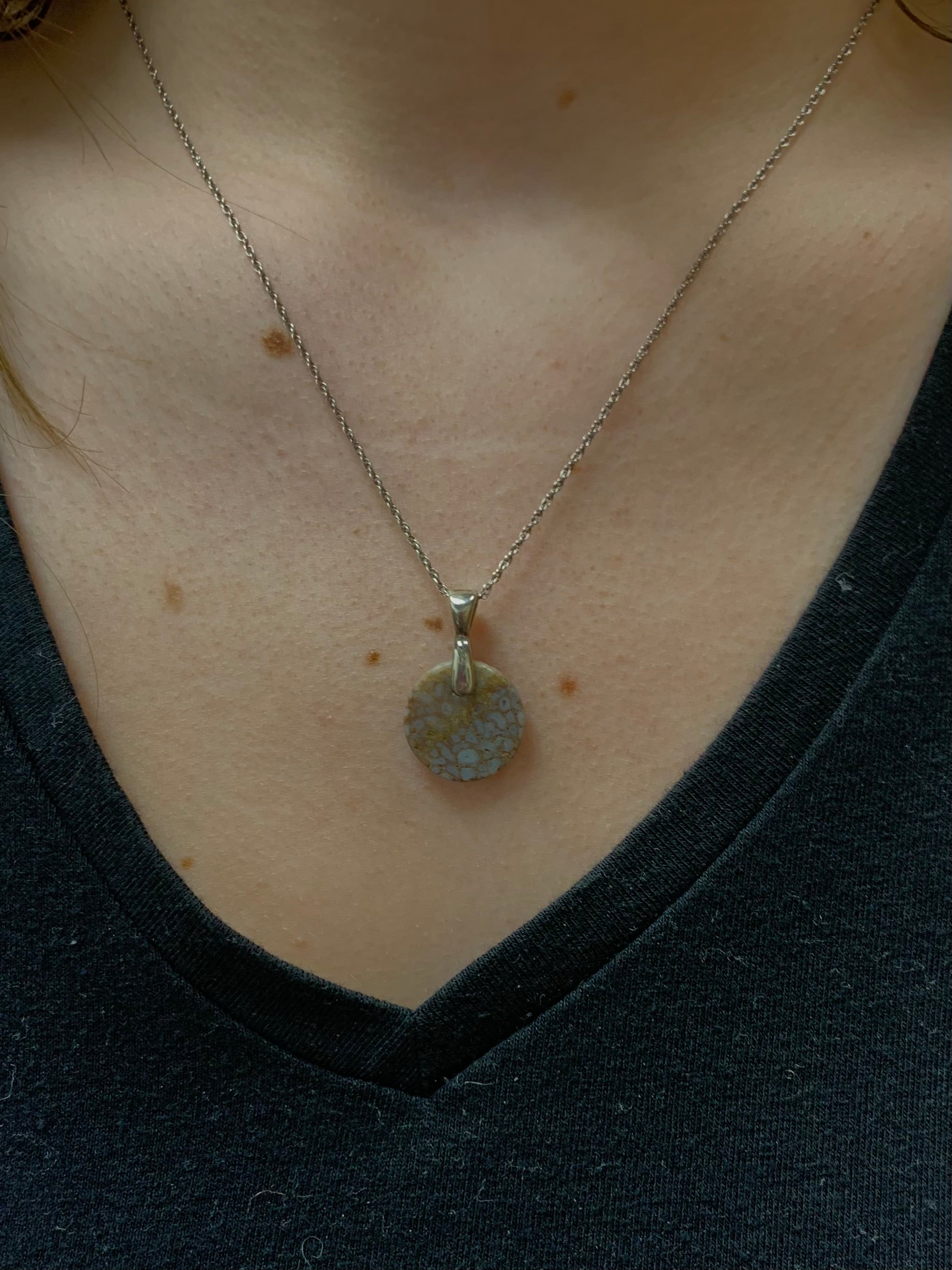 Dinosaur Fossil Circle Pendant Necklace