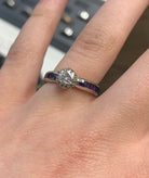 Moissanite Lotus Engagement Ring with Purple Burl Wood - Jewelry by Johan