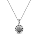 Black & White Diamond Halo Necklace With Meteorite Stone