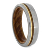 Titanium Wedding Band With Yellow Gold and Sindora Wood-2085 - Jewelry by Johan