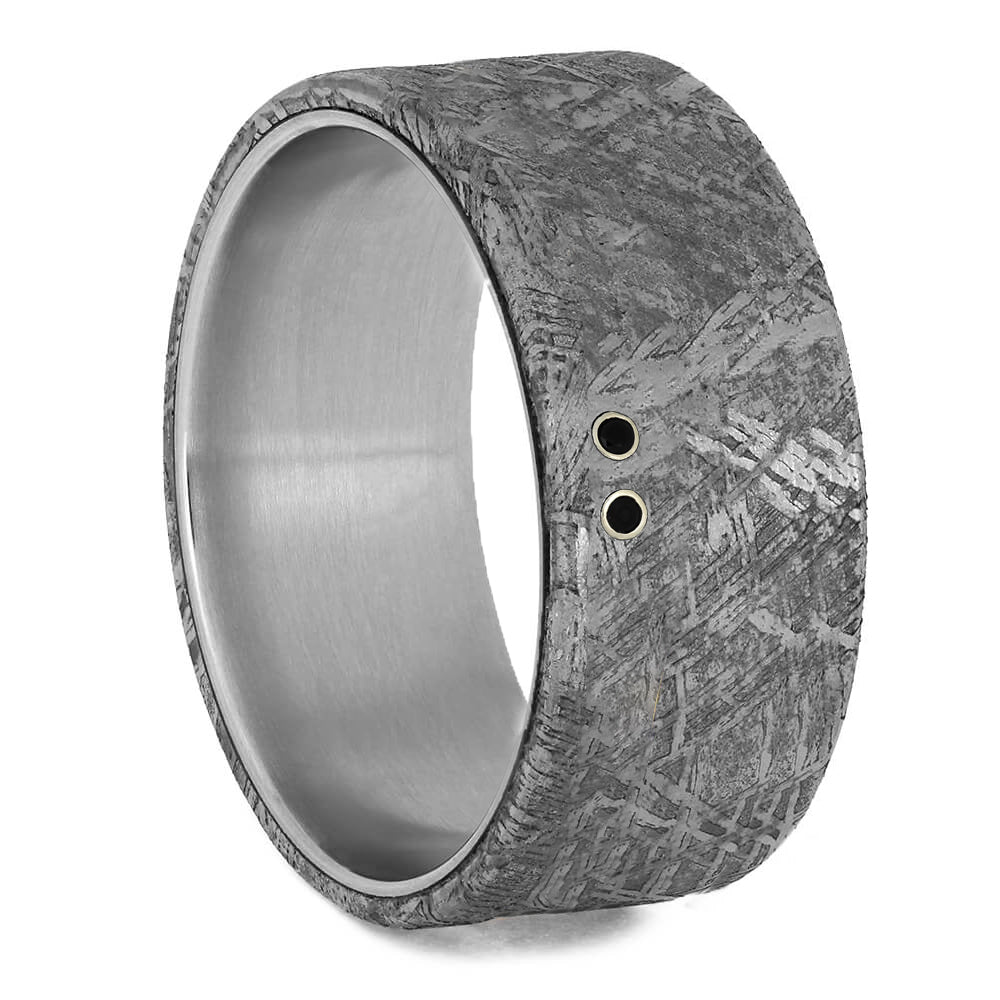Black Diamond Men's Wedding Band with Meteorite-2097 - Jewelry by Johan