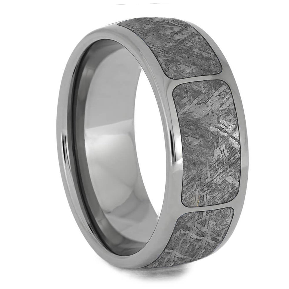 Sectioned Gibeon Meteorite Men's Wedding Band in Titanium-2109 - Jewelry by Johan