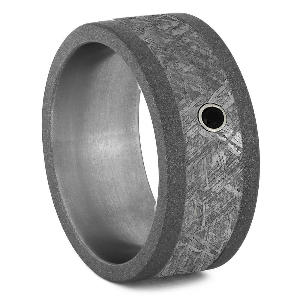 Black Diamond & Meteorite Men's Wedding Band-2110 - Jewelry by Johan