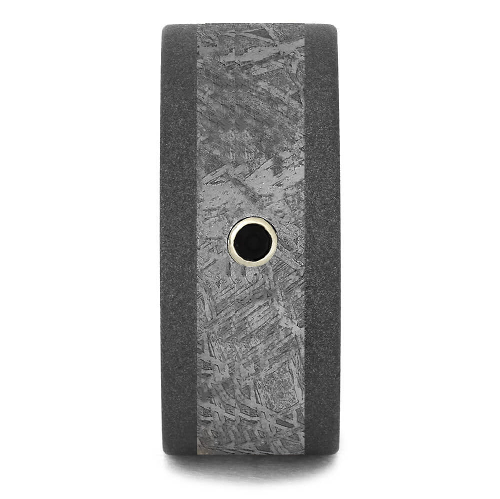 Black Diamond & Meteorite Men's Wedding Band-2110 - Jewelry by Johan