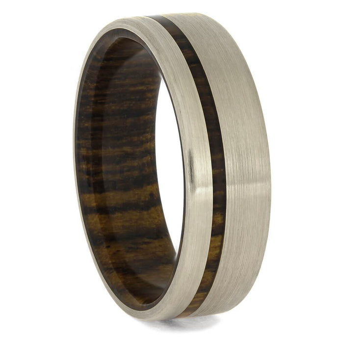 Solid Gold Wedding Band with Bocote Wood