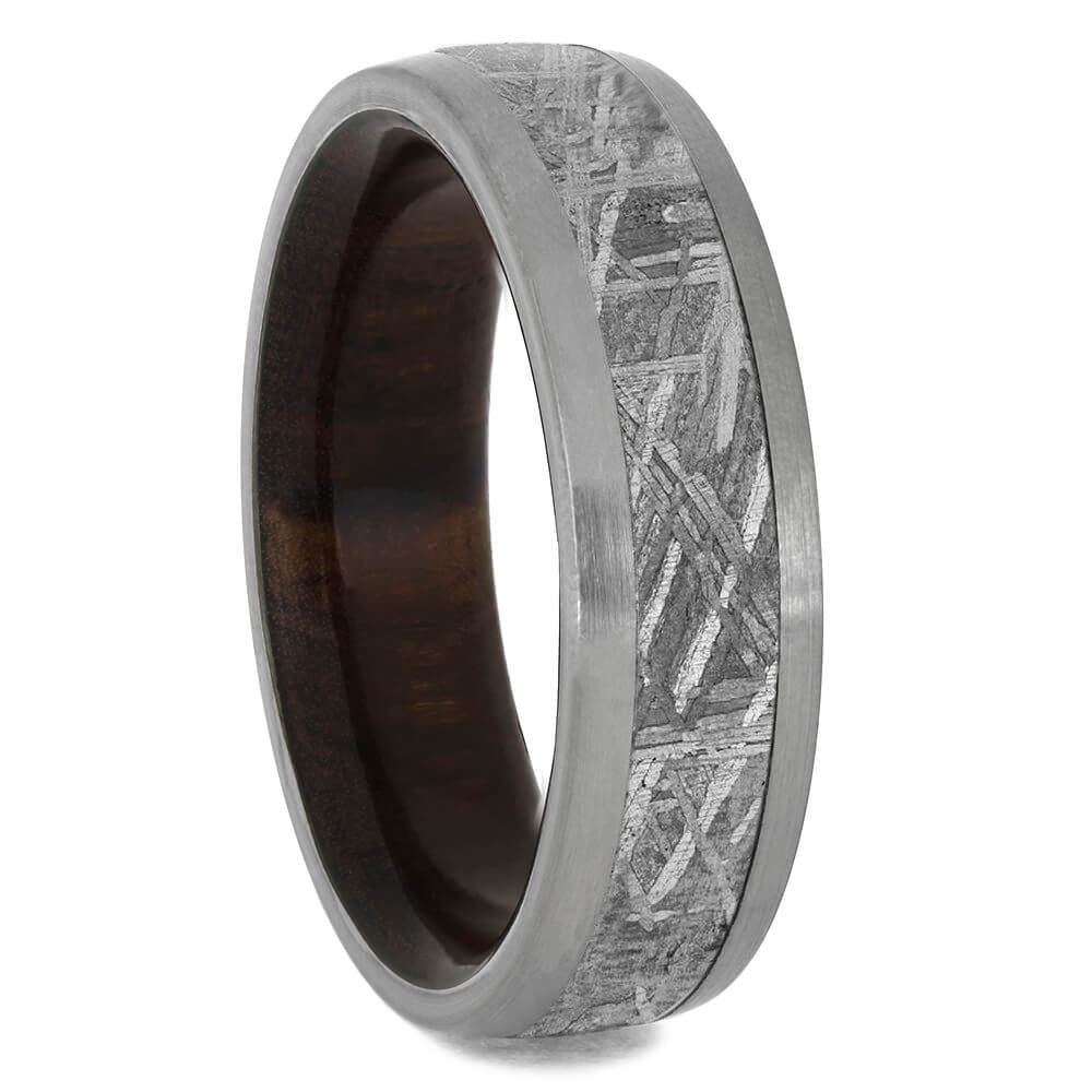 Meteorite Ring With Wood Sleeve in Titanium - Jewelry by Johan