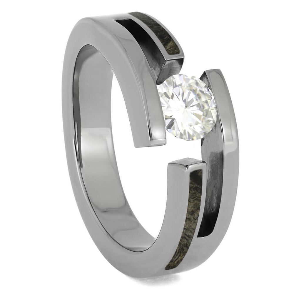Diamond Tension Engagement Ring With Buckeye Burl-3444 - Jewelry by Johan