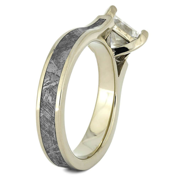 Meteorite Engagement Ring With Princess Cut Stone - Jewelry by Johan