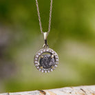 Meteorite Halo Birthstone Pendant Necklace