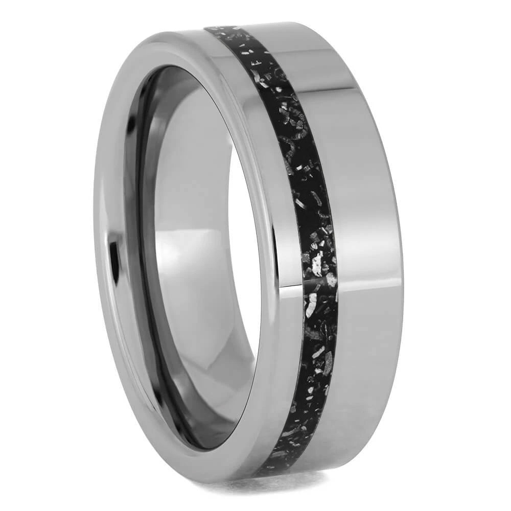 His And Hers Black Stardust™ Wedding Band Set in Titanium