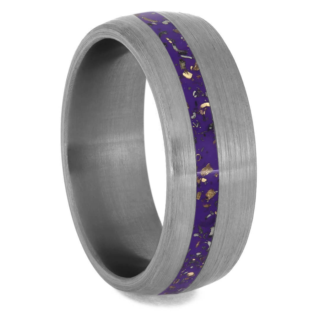 Black Stardust™ Men's Wedding Band in Brushed Titanium-4234 - Jewelry by Johan