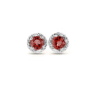 Round Ruby and Diamond Stud Earrings