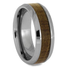 Beveled Tungsten Ring with Whiskey Wood