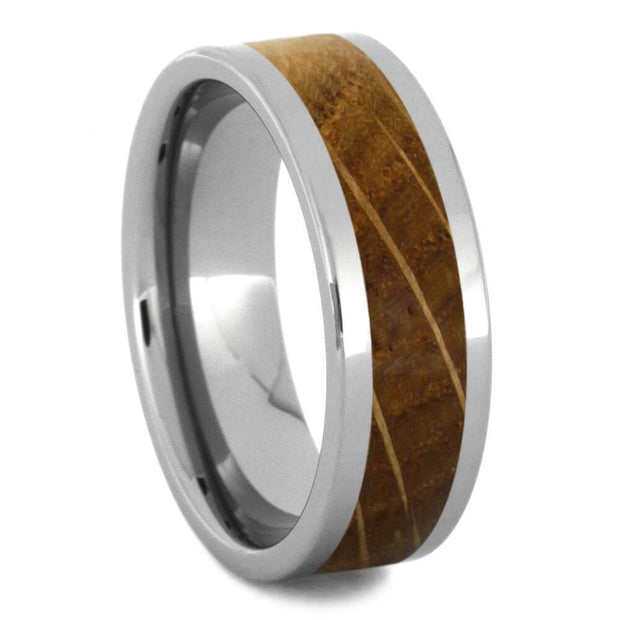 Tungsten whiskey oak wood men's wedding band